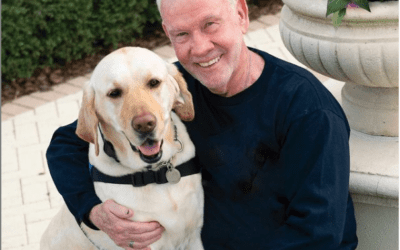 Service Dog Blue Helping Veteran with PTSD. Bob Macpherson